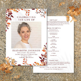 Russische Herfst Memorial Funeral Order of Service Programmakaart