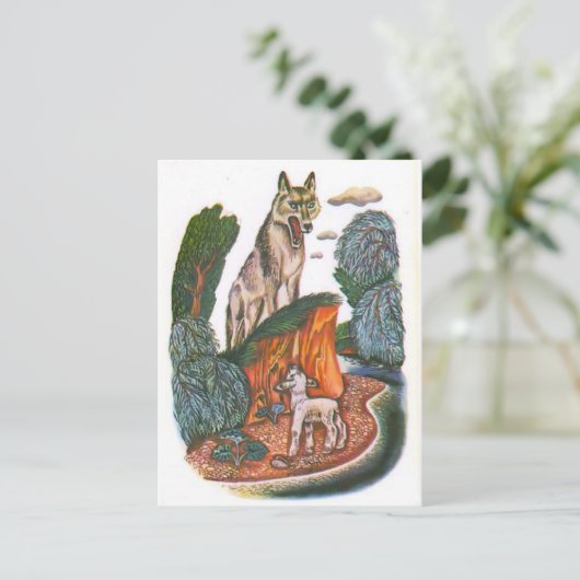  Russische illustraties, Aesop's fabels 11 Briefkaart (Staand voorkant)