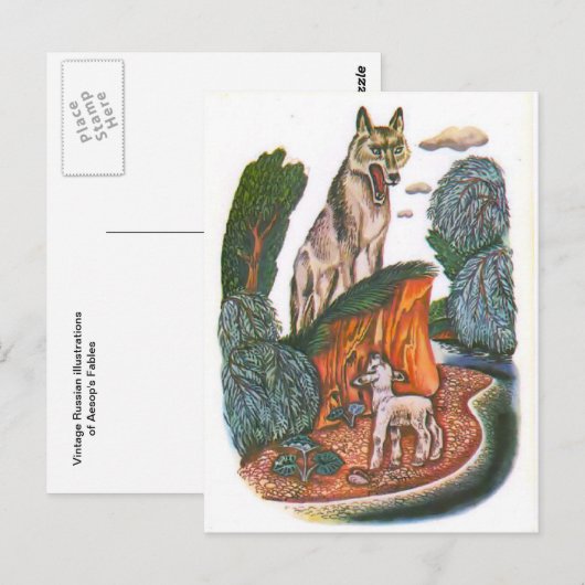  Russische illustraties, Aesop's fabels 11 Briefkaart (Voorkant / Achterkant)