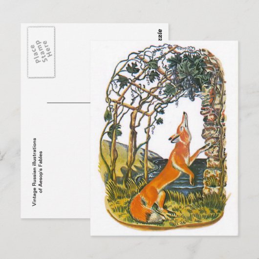  Russische illustraties, Aesop's fabels 1 Briefkaart (Voorkant / Achterkant)