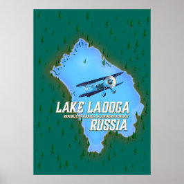 Russische kaart van het Ladoga-meer Poster