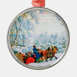 Russische kerstcadeau metalen ornament
