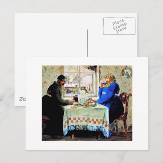Russische Mannen in Tea Briefkaart (Voorkant / Achterkant)
