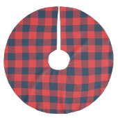 Russische marine en Rode Buffel controleren Plaid Kerstboom Rok (Voorkant)