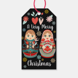 Russische Matroesjka-poppen meneer & mevrouw met s Cadeaulabel