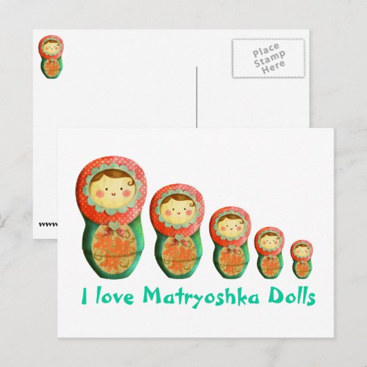 Russische Matryoshka Doll Briefkaart (Voorkant / Achterkant)