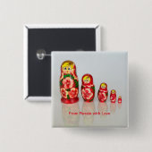 Russische Matryoshka Dolls Vierkante Button 5,1 Cm (Voorkant /achterkant)