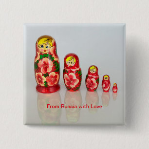 Russische Matryoshka Dolls Vierkante Button 5,1 Cm