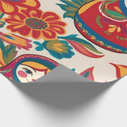 Russische Matryoshka Nesting Dolls Bloemen Decoupa Cadeaupapier (Hoek)