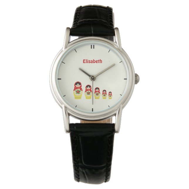 Russische matryoshka nesting poppen naam horloge (Voorkant)