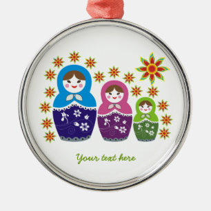 Russische Matryoshka-poppen aangepaste versiering Metalen Ornament