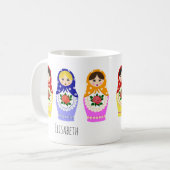 Russische matryoshka-poppen koffiemok (Voorkant links)