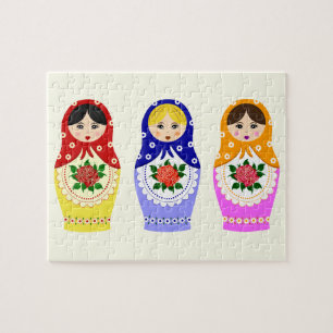 Russische matryoshka-poppen legpuzzel