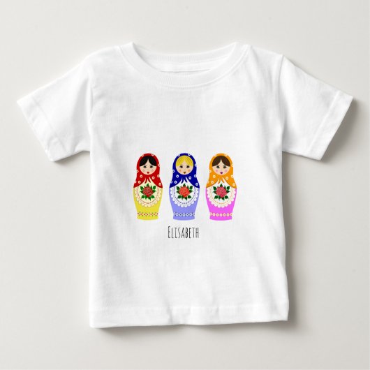 Russische matryoshka poppen noemen baby shirt (Voorkant)
