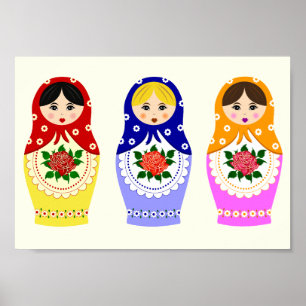 Russische matryoshka-poppen poster