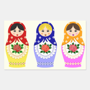 Russische matryoshka-poppen rechthoekige sticker