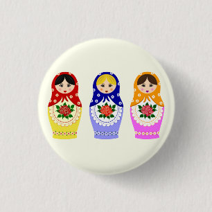 Russische matryoshka-poppen ronde button 3,2 cm