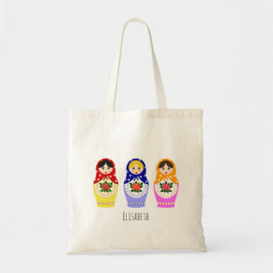 Russische matryoshka-poppen tote bag