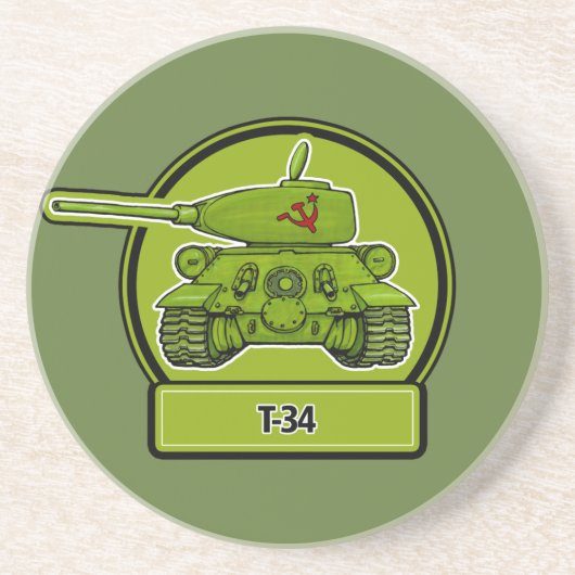 Russische militaire tank T34 Zandsteen Onderzetter (Voorkant)