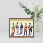 Russische militaire uniformen briefkaart (Staand voorkant)