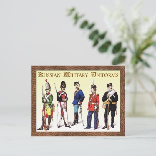 Russische militaire uniformen briefkaart (Staand voorkant)