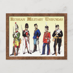 Russische militaire uniformen briefkaart