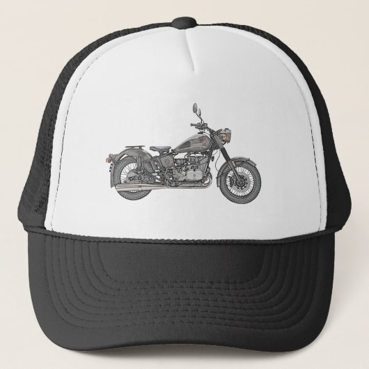 Russische Motorfiets (zwart-wit) Trucker Pet (Voorkant)