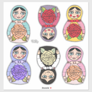 Russische nesten Matryoshka poppen geïllustreerd Sticker