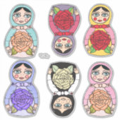 Russische nesten Matryoshka poppen geïllustreerd Sticker (Voorkant)