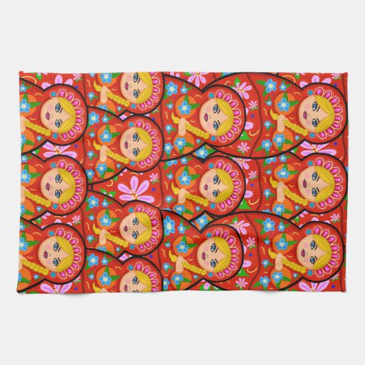 Russische Nesting Doll - Matryoshka Theedoek (Horizontaal)