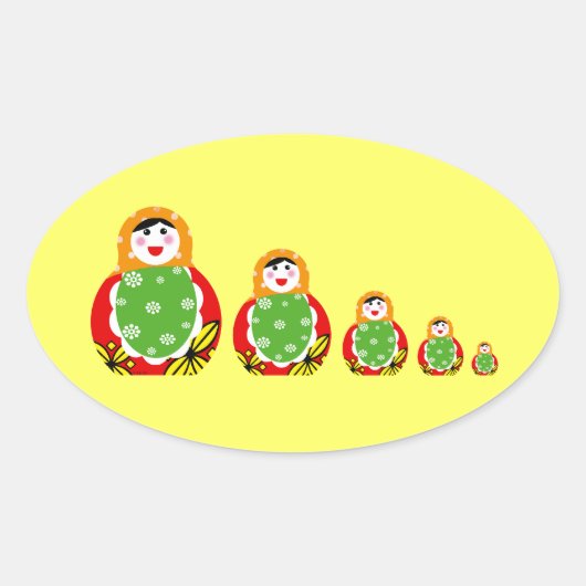 Russische nestpop ovale sticker (Voorkant)
