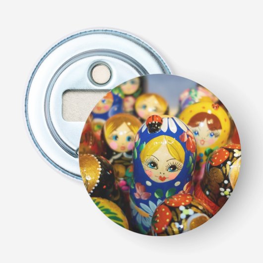 Russische nestpoppen button flesopener (Voorkant)