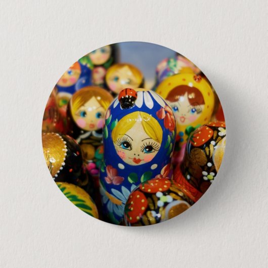 Russische nestpoppen ronde button 5,7 cm (Voorkant)