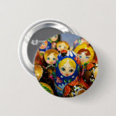 Russische nestpoppen ronde button 5,7 cm (Voorkant /achterkant)
