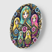 Russische pop babushka wandklok (Hoek)