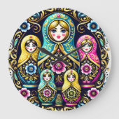 Russische pop babushka wandklok (Voorkant)