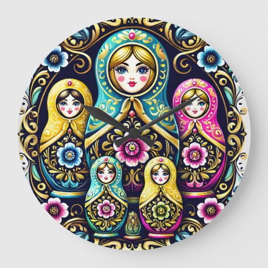 Russische pop babushka wandklok (Voorkant)