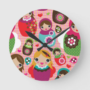 Russische pop-illustratie achtergrond ronde klok