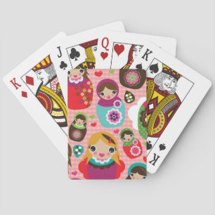 Russische pop-illustratie achtergrond speelkaarten