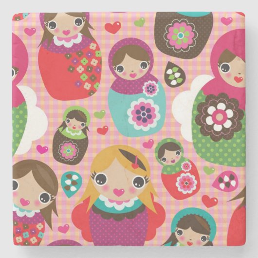 Russische pop-illustratie achtergrond stenen onderzetter (Voorkant)