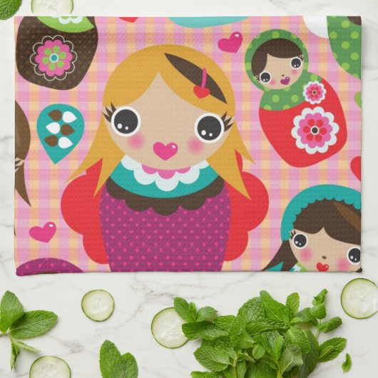 Russische pop-illustratie achtergrond theedoek (Gevouwen)