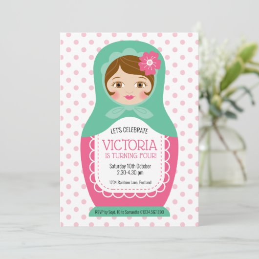 Russische Pop Verjaardagsfeest Uitnodiging (Staand voorkant)