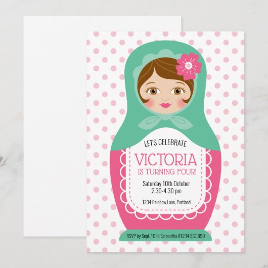 Russische Pop Verjaardagsfeest Uitnodiging (Voorkant / Achterkant)