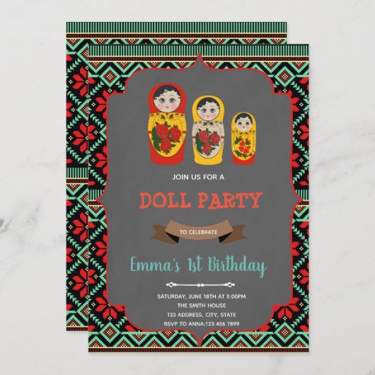 Russische pop verjaardagsuitnodiging kaart (Voorkant / Achterkant)