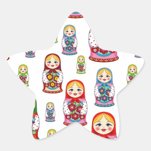 russische poppen ster sticker (Voorkant)