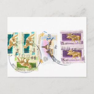 Russische postzegels briefkaart