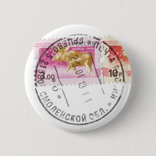 Russische postzegels ronde button 5,7 cm