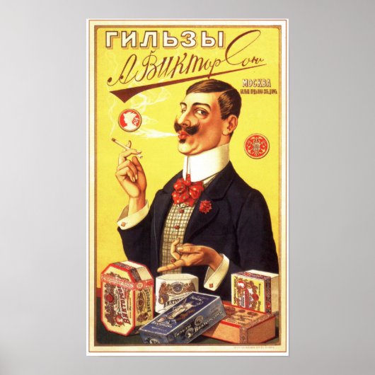 Russische Rijk Sigarette schelpen Adverteren 1900 Poster (Voorkant)