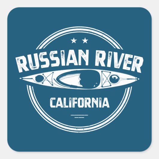 Russische rivier California Kayaking Vierkante Sticker (Voorkant)