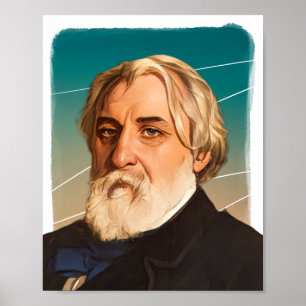 Russische romanschrijver Ivan Toergenjev illustrat Poster